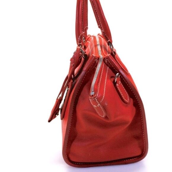 Ralph Lauren Tangerine Pebbled Leather Silver Trim "Proprietor" Satchel Hand Bag - Picture 6 of 16